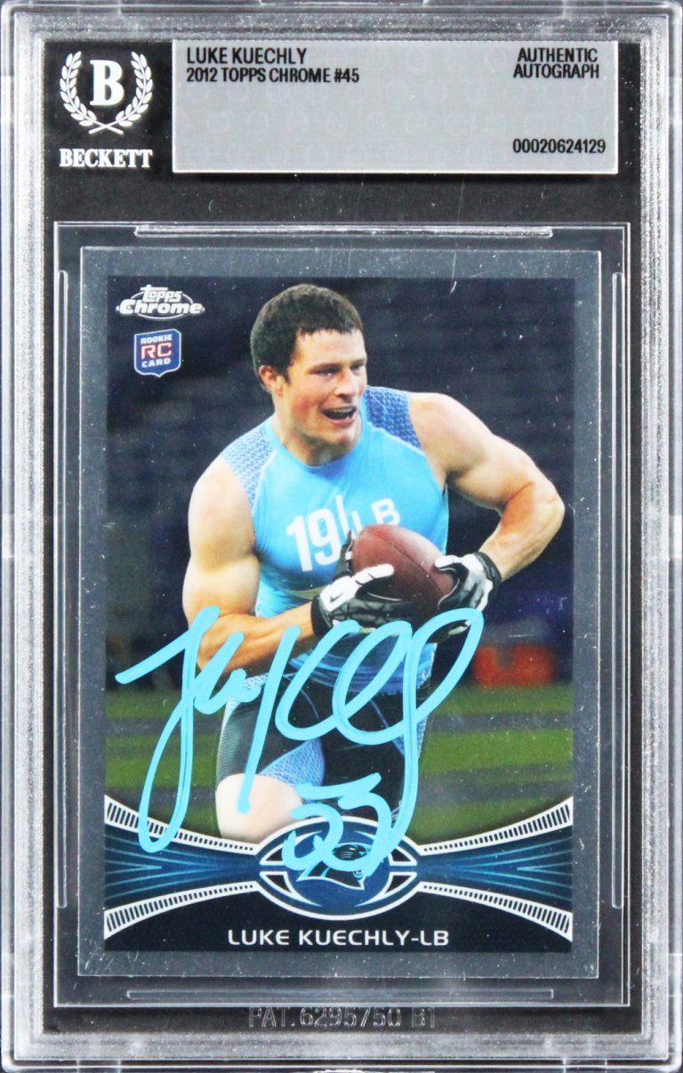 Panthers Luke Kuechly 2012 Topps Chrome #45 Rookie Card Autographed BAS Slabbed