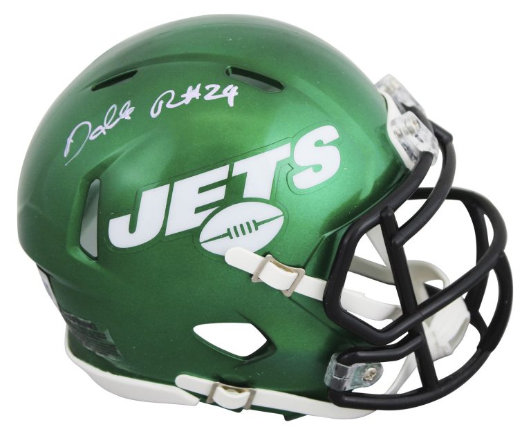 Jets Darrelle Revis Authentic Signed Speed Mini Helmet BAS Witnessed #4W919203