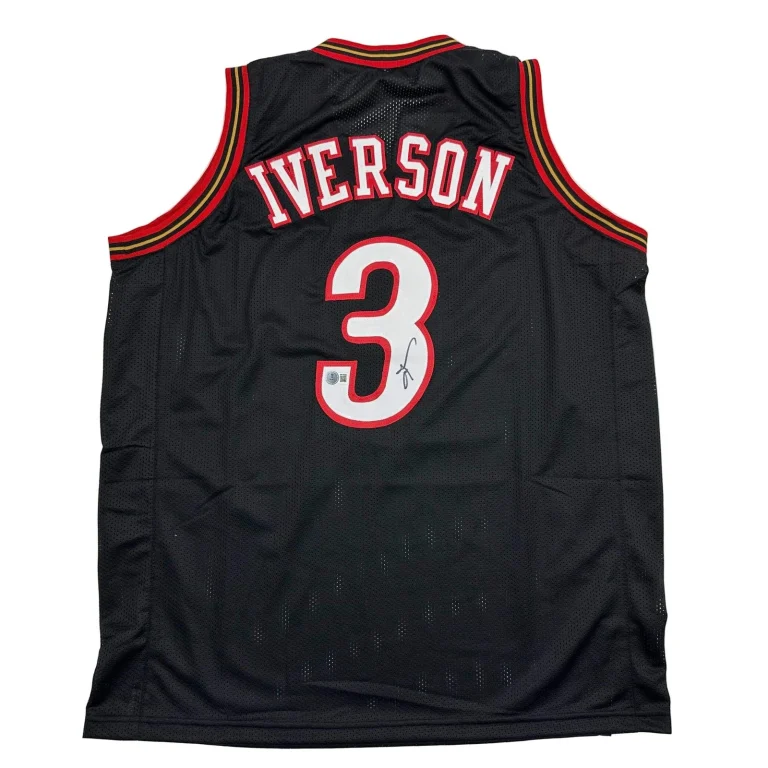 Autographed/Signed Allen Iverson Philadelphia Black Basketball Jersey BAS COA
