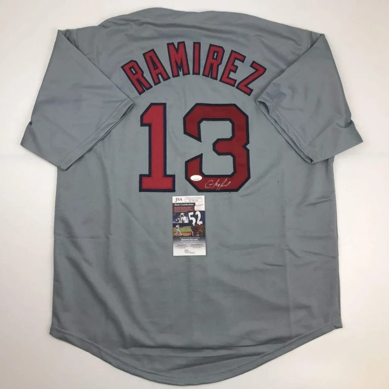 Autographed/Signed HANLEY RAMIREZ Boston Grey Baseball Jersey JSA COA Auto