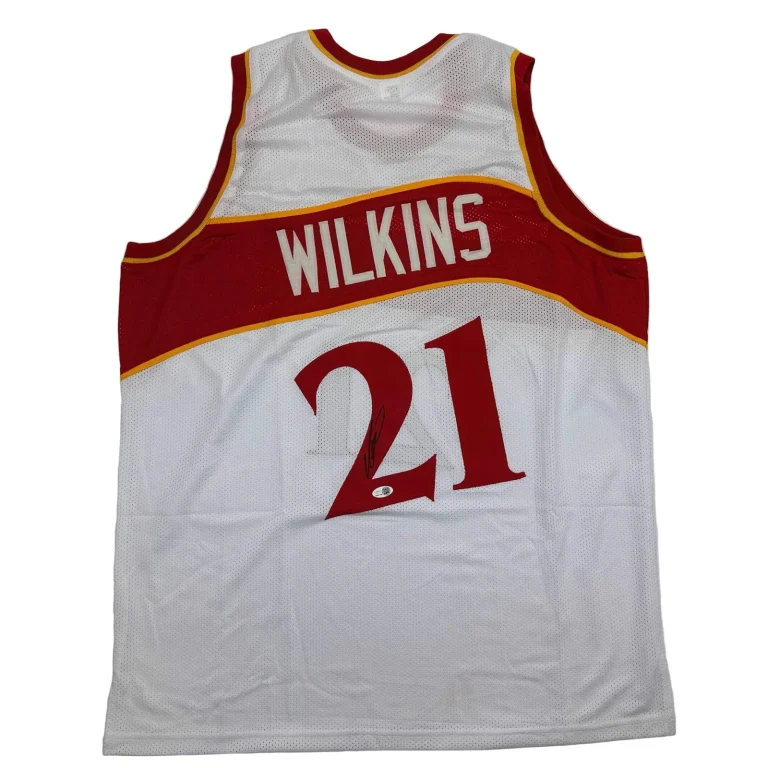 Autographed/Signed DOMINIQUE WILKINS Atlanta White Basketball Jersey PSA/DNA COA