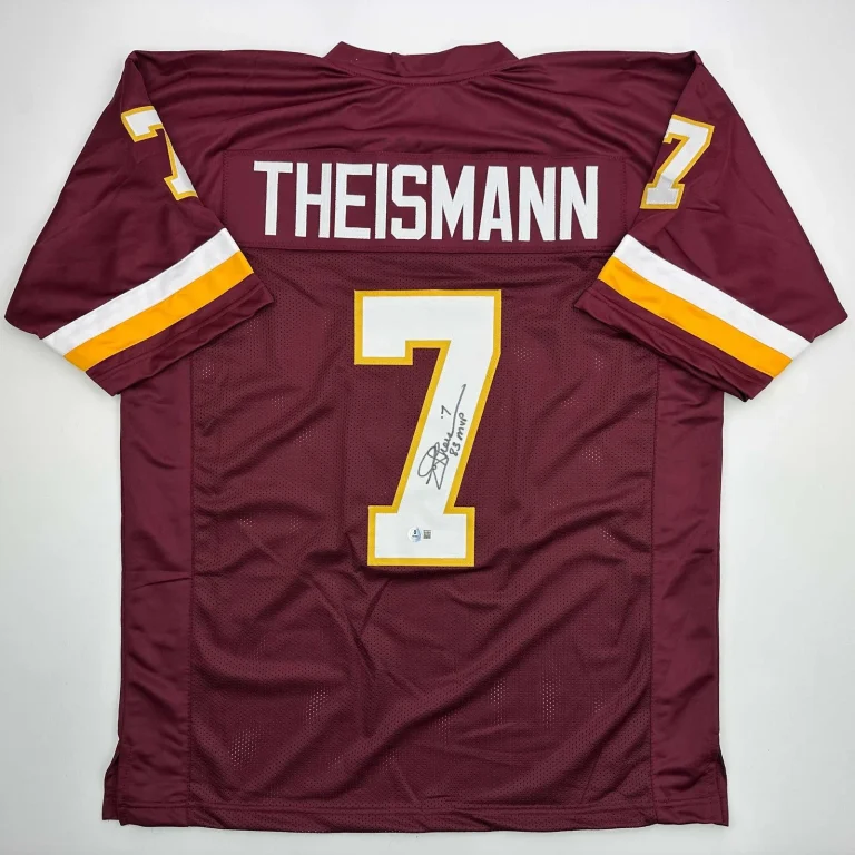 Autographed/Signed JOE THEISMANN 83 MVP Washington Burgundy Jersey JSA COA Auto