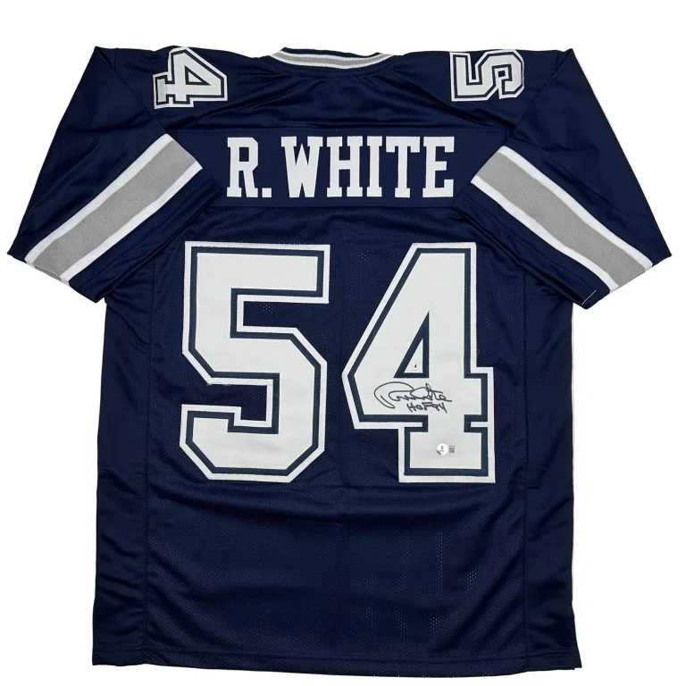 Autographed/Signed RANDY WHITE HOF 94 Dallas Blue Football Jersey JSA COA Auto