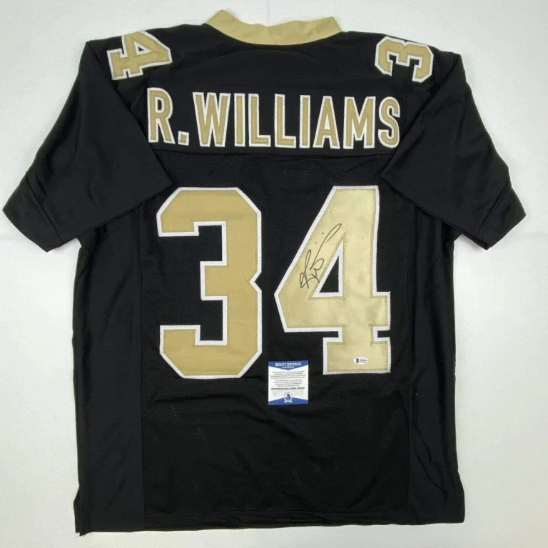 Autographed/Signed RICKY WILLIAMS New Orleans Black Jersey Beckett BAS COA Auto