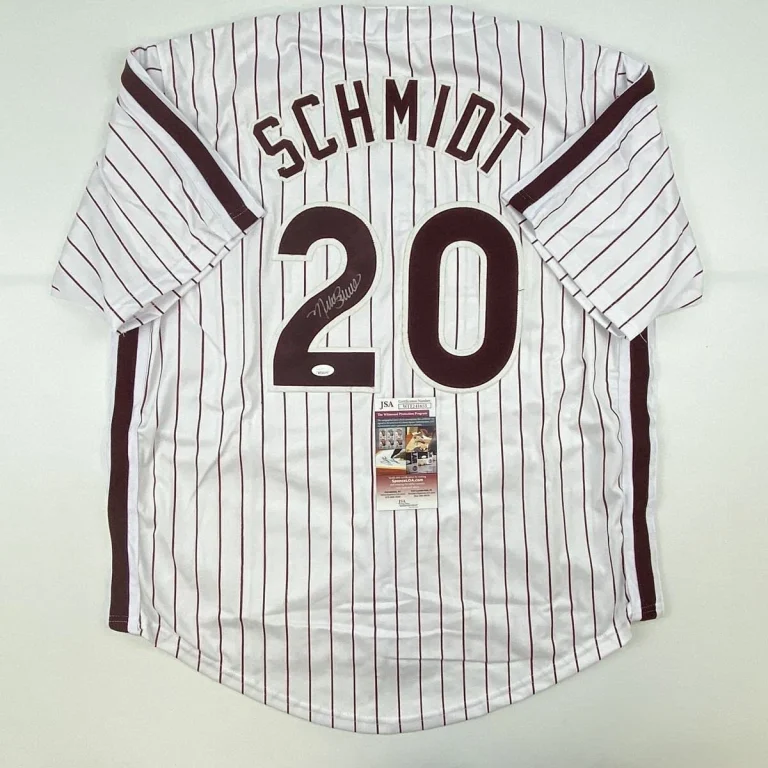 Autographed/Signed MIKE SCHMIDT Philadelphia Pinstripe Baseball Jersey JSA COA