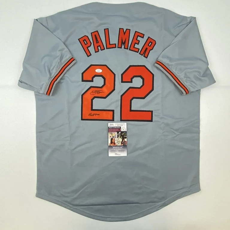 Autographed/Signed JIM PALMER HOF 1990 Baltimore Grey Baseball Jersey JSA COA