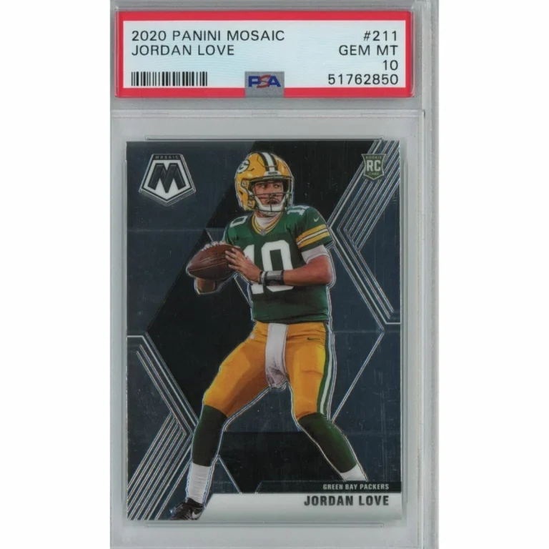 Graded 2020 Panini Mosaic JORDAN LOVE #211 Rookie RC Football Card PSA 10 Mint
