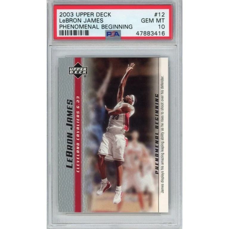 Graded 2003 Upper Deck LEBRON JAMES #12 Phenomenal Beginning Rookie Card PSA 10