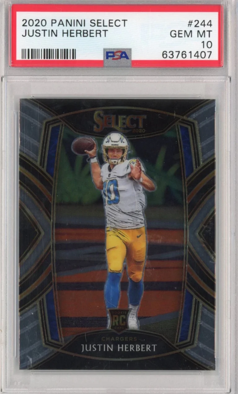 Graded 2020 Panini Select Justin Herbert #244 Club Level Rookie RC Card PSA 10