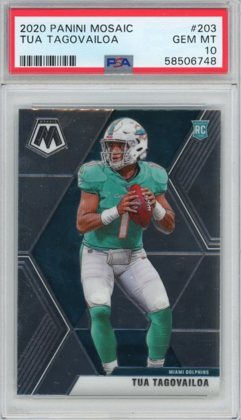 Graded 2020 Panini Mosaic Tua Tagovailoa #203 Rookie RC Card PSA 10 Gem Mint