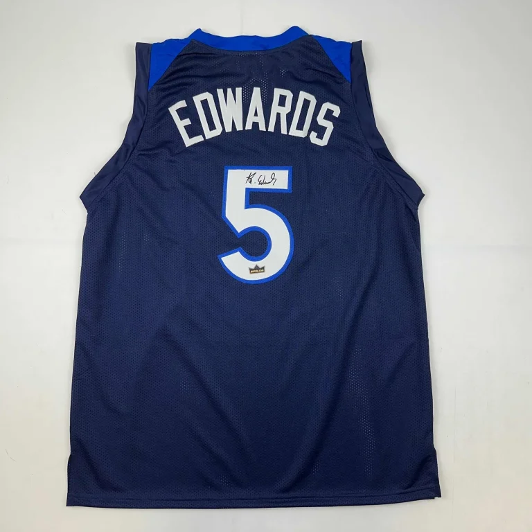 Facsimile Autographed Anthony Edwards Minnesota Blue Reprint Auto Jersey Mens XL