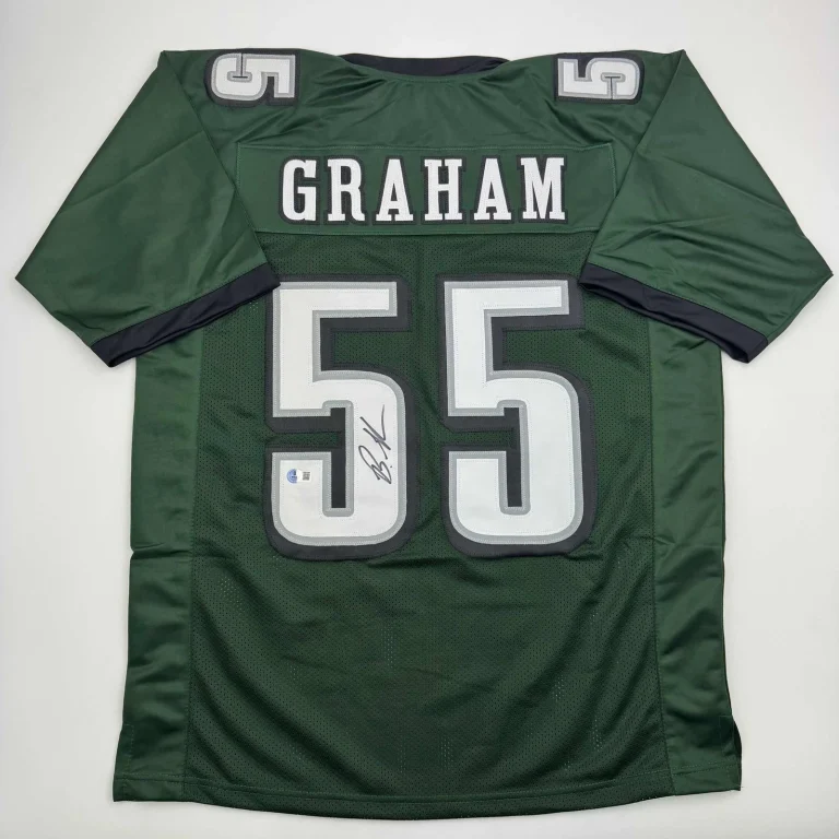 Autographed/Signed Brandon Graham Philadelphia Green Football Jersey Beckett BAS
