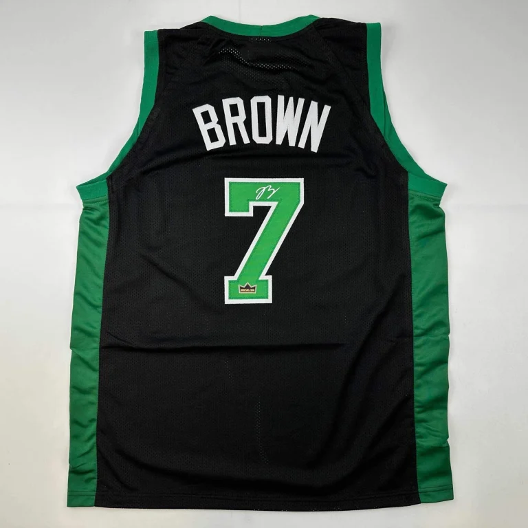Facsimile Autographed Jaylen Brown Boston Black Reprint Jersey Size Men's XL