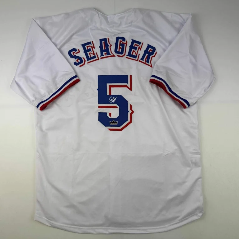 Facsimile Autographed Corey Seager Texas White Reprint Jersey Size Men's XL