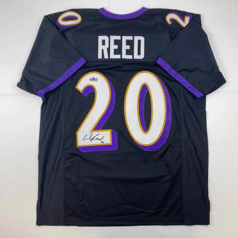 Facsimile Autographed Ed Reed Baltimore Black Reprint Laser Jersey Size Men's XL