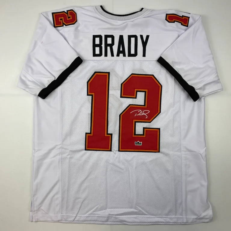 Facsimile Autographed Tom Brady Tampa Bay White Laser Auto Jersey Size Men's XL