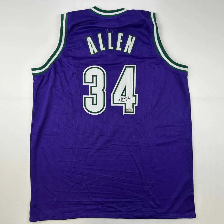 Facsimile Autographed Ray Allen Milwaukee Purple Reprint Jersey Size Men's XL