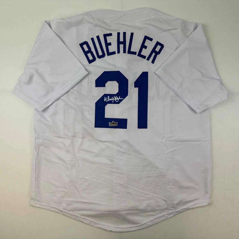 Facsimile Autographed Walker Buehler Los Angeles LA White Reprint Jersey Size XL