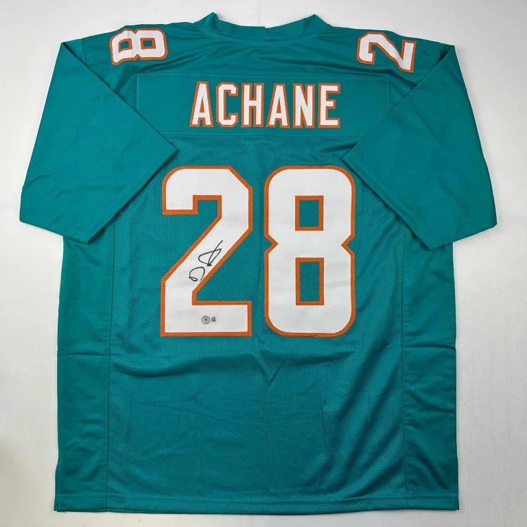 Autographed/Signed De’Von DeVon Achane Miami Teal Jersey Beckett BAS COA