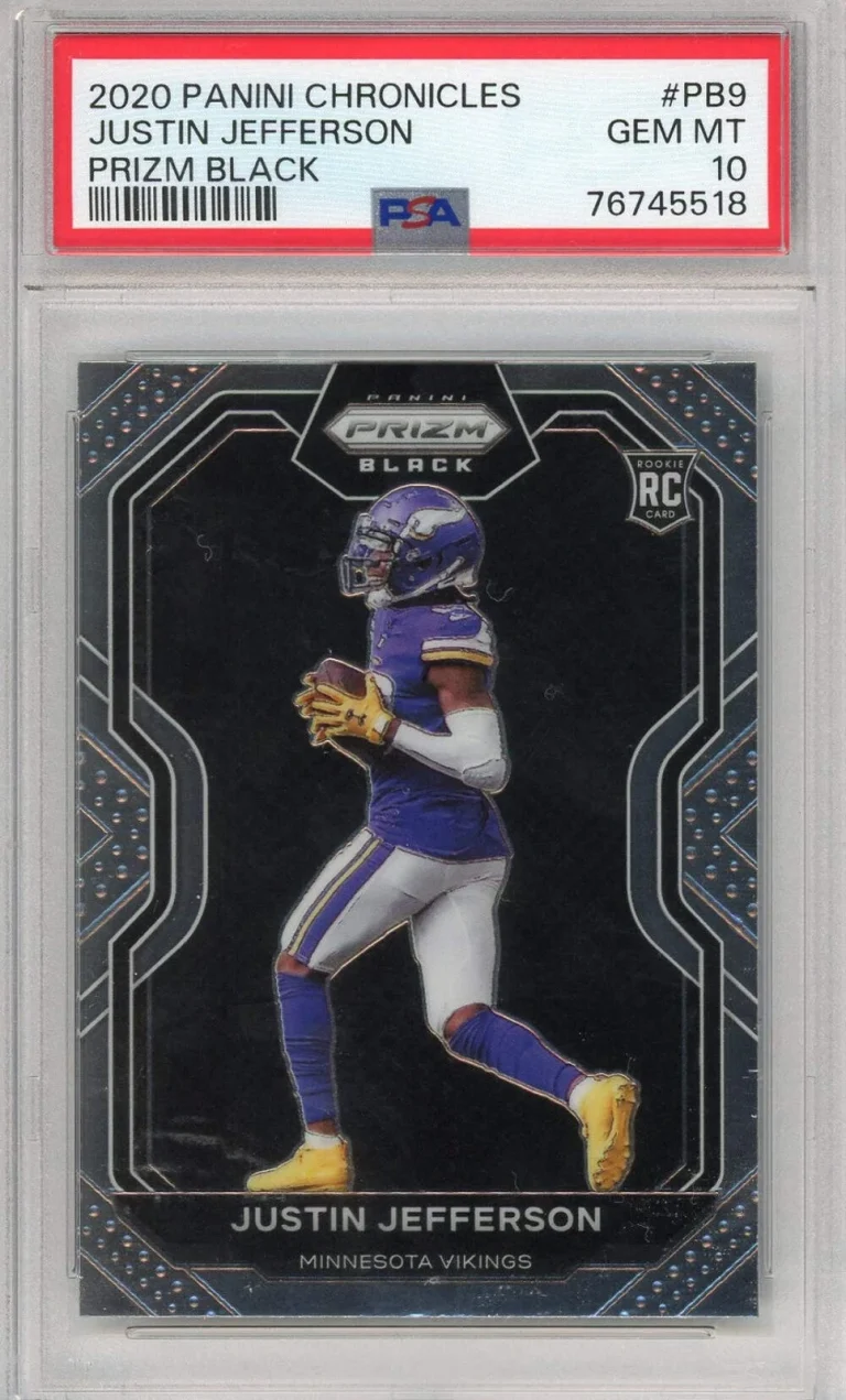 Graded 2020 Chronicles Justin Jefferson #PB9 Prizm Black Football Card PSA 10