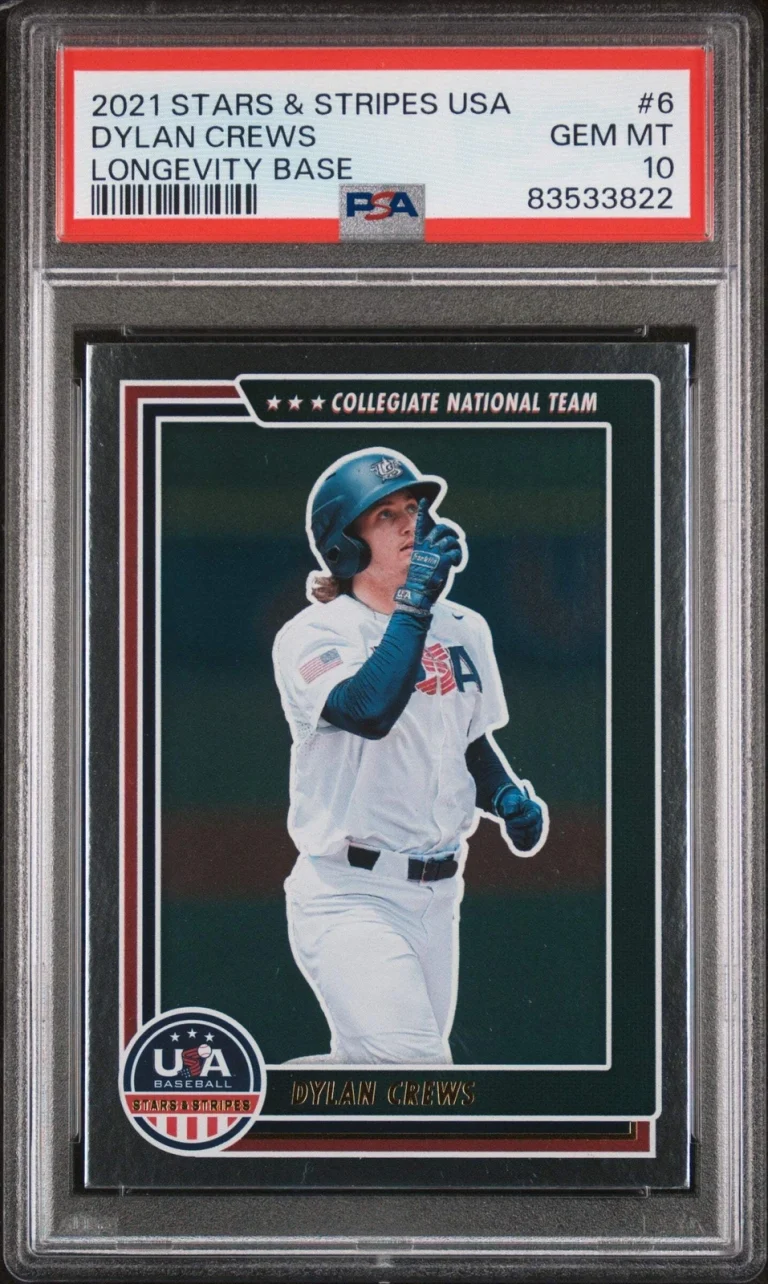 Graded 2021 Stars & Stripes USA Dylan Crews #6 Longevity Base RC Card PSA 10