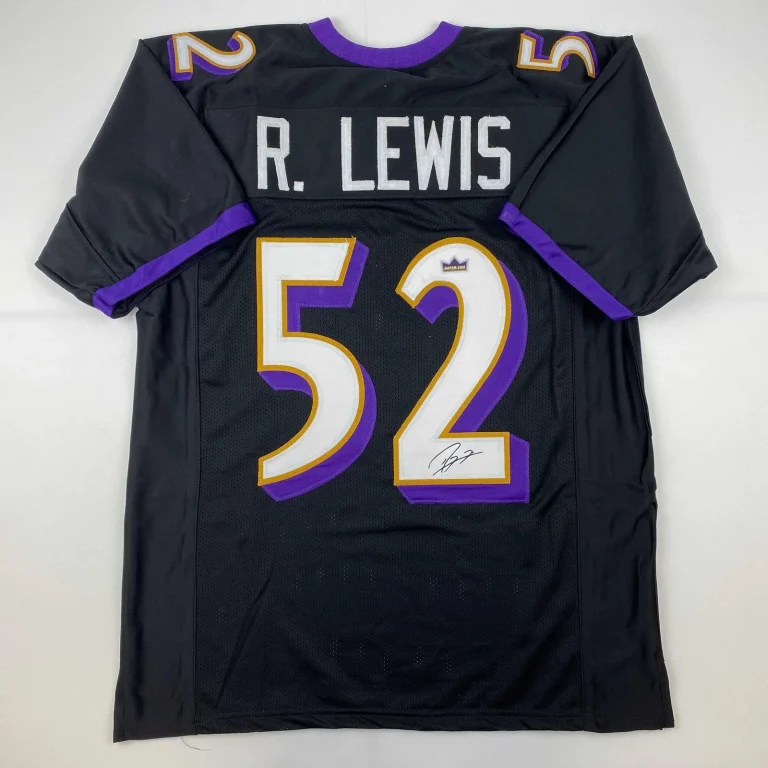 Facsimile Autographed Ray Lewis Baltimore Black Reprint Jersey Size Men's XL