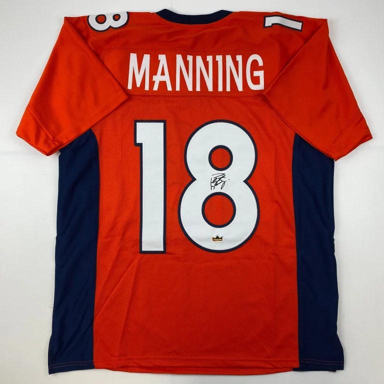 Facsimile Autographed Peyton Manning Denver Orange Laser Jersey Size Men's XL