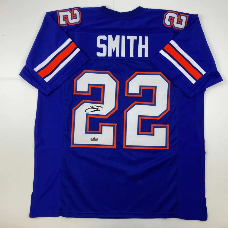 Facsimile Autographed Emmitt Smith Florida Blue Reprint Jersey Size Men's XL