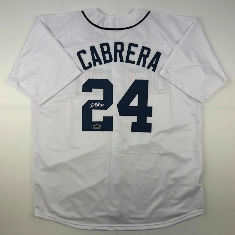 Facsimile Autographed Miguel Cabrera Detroit White Reprint Auto Jersey Men's XL