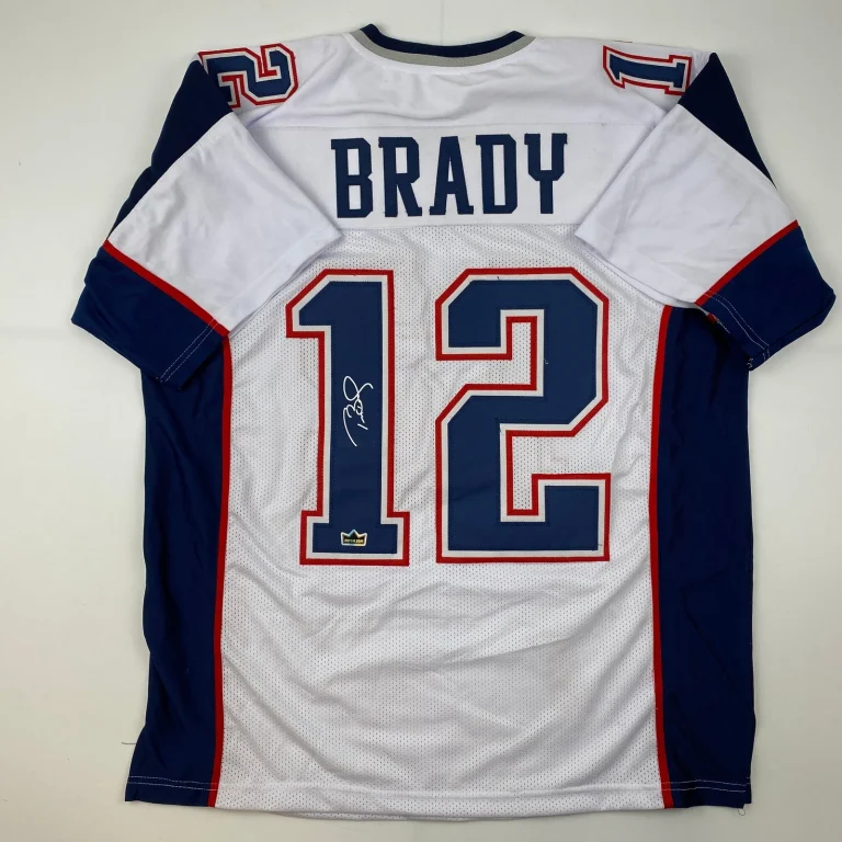 Facsimile Autographed Tom Brady New England White Auto Jersey Size Men's XL
