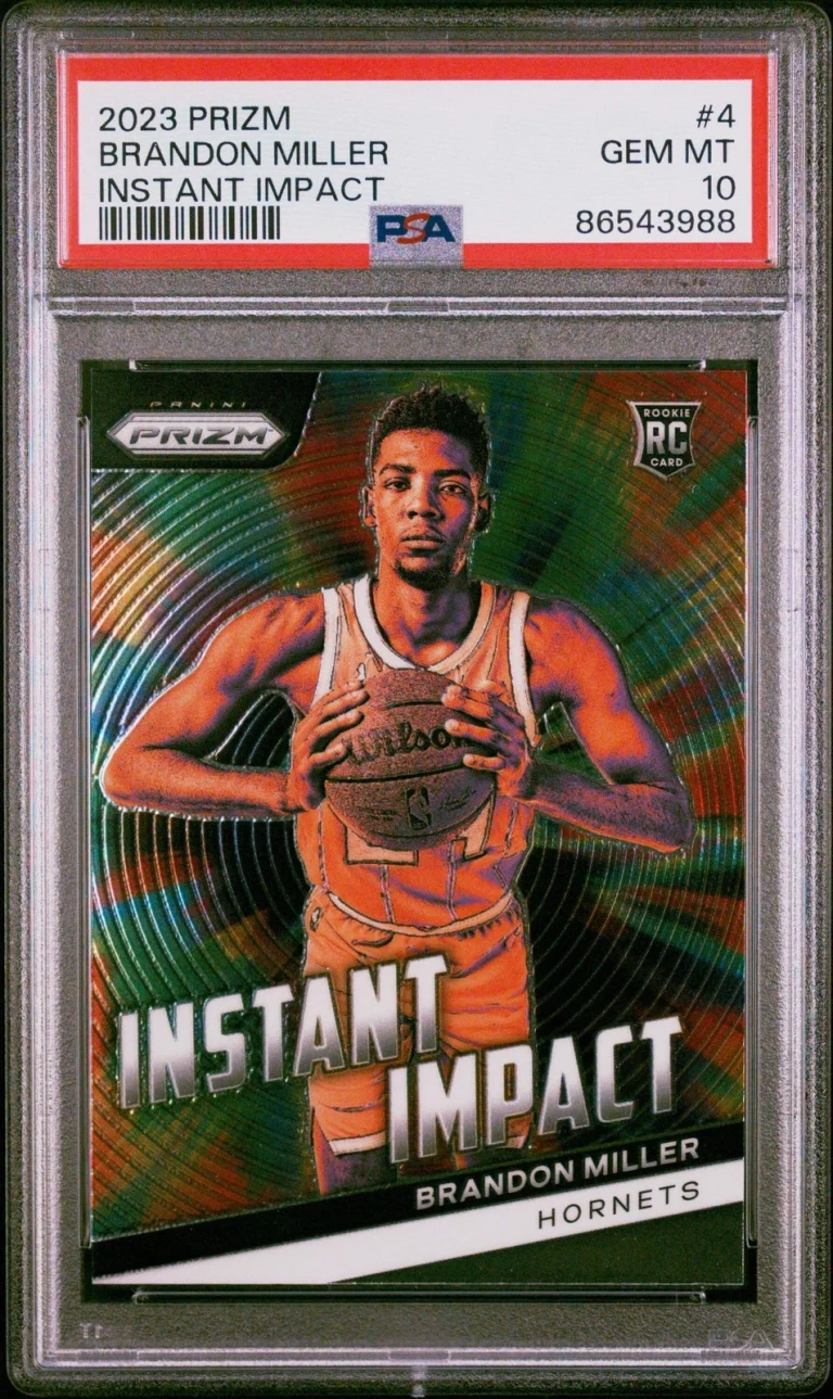 Graded 2023 Prizm Brandon Miller #4 Instant Impact RC Basketball Card PSA 10