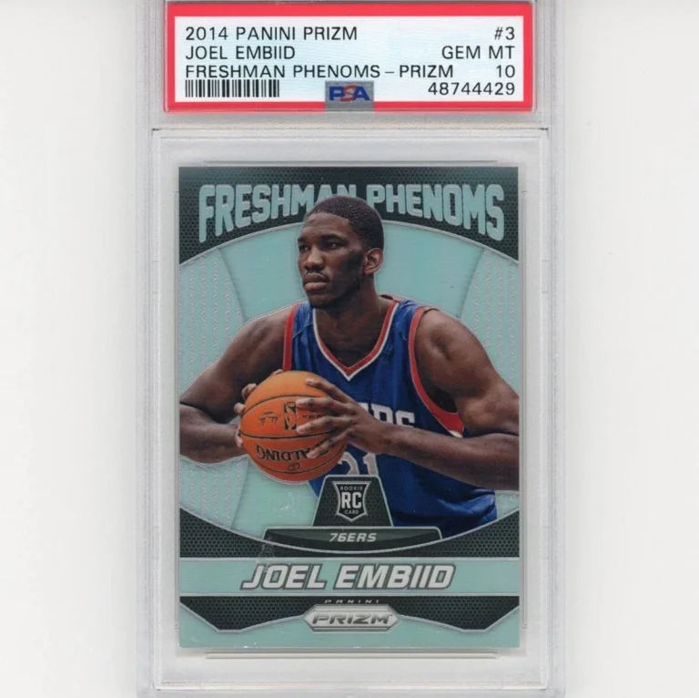 Graded 2014-15 Panini Prizm Joel Embiid #3 Freshman Phenoms Prizm Rookie RC Bask
