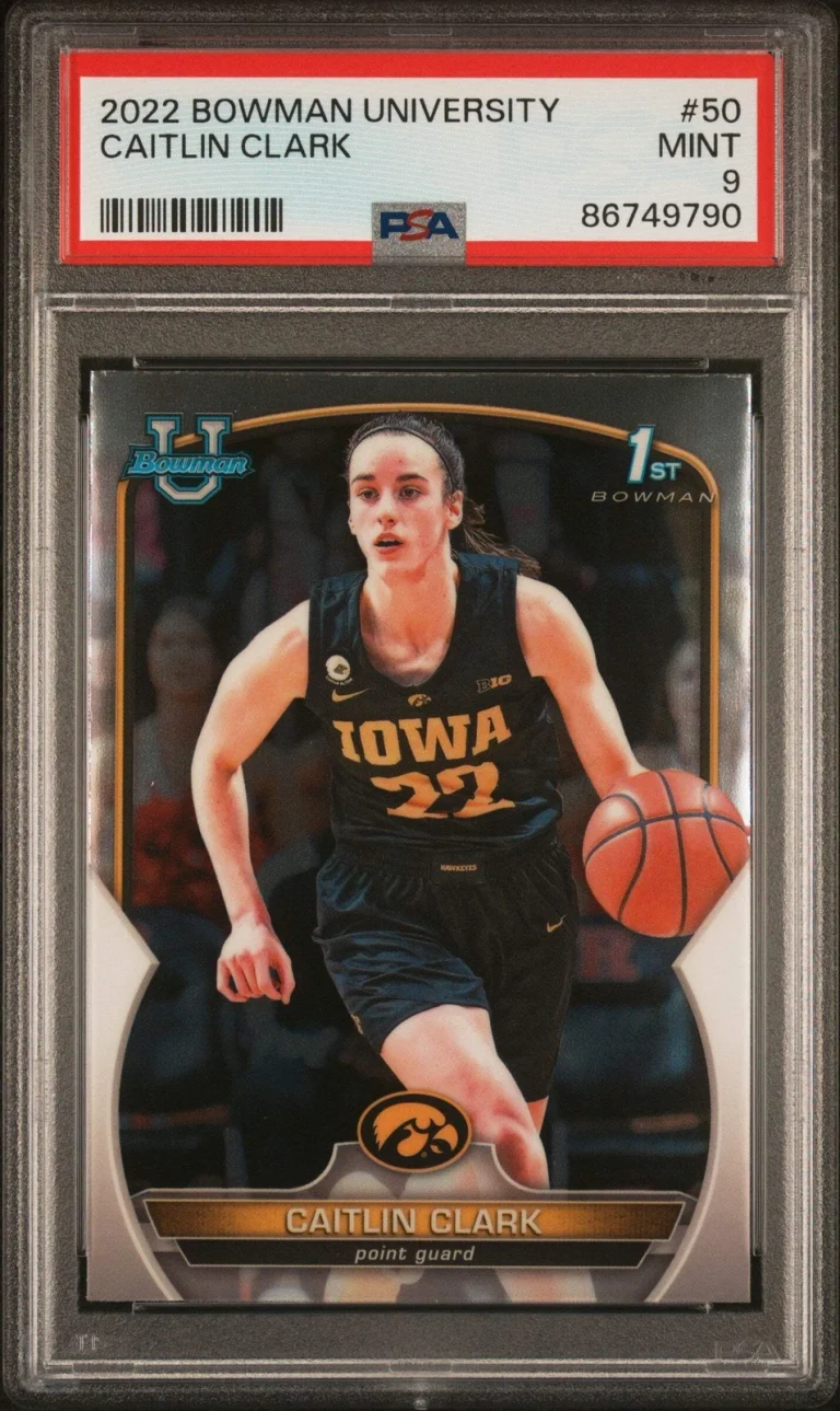 Graded 2022 Topps Bowman University Caitlin Clark #50 RC Basketball Card PSA 9