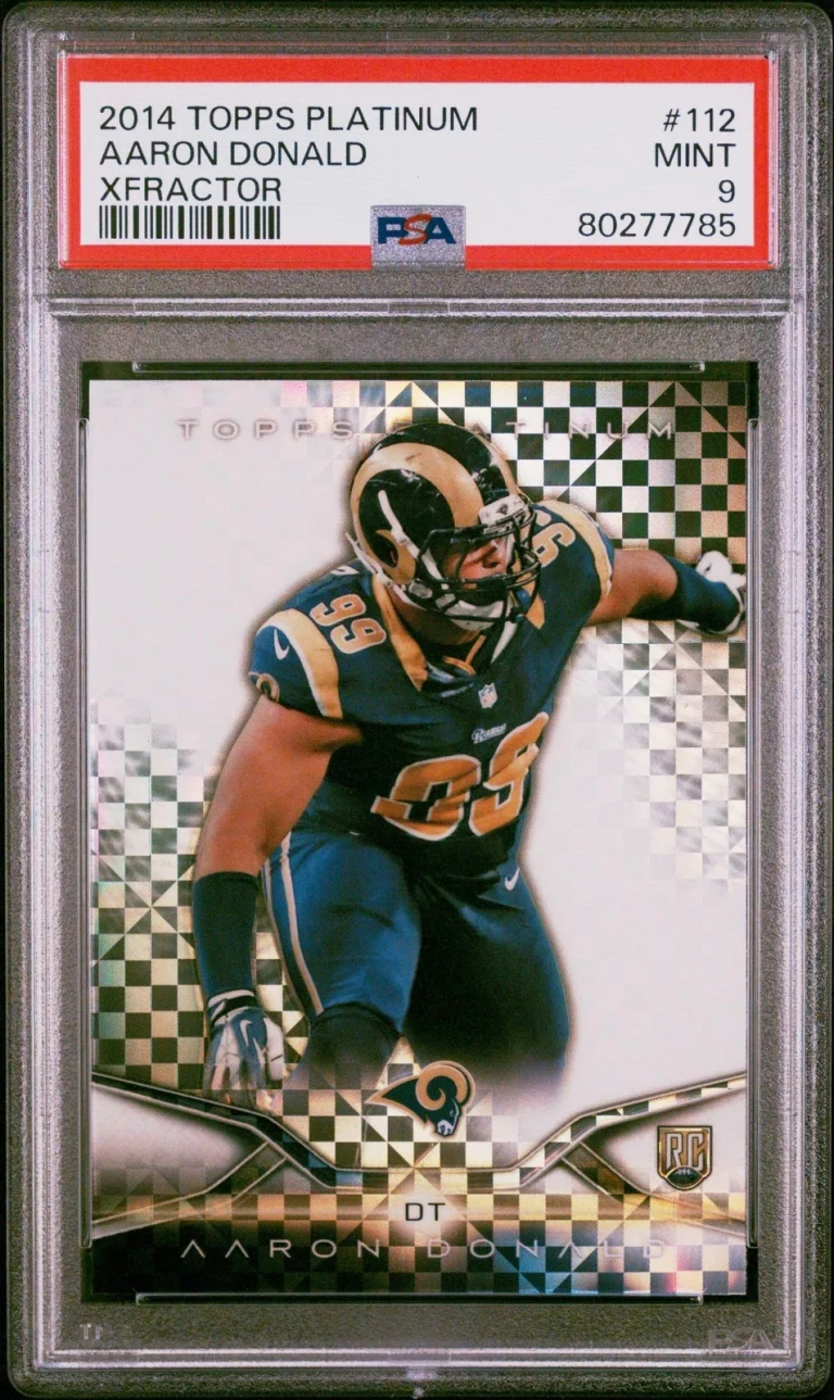 Graded 2014 Topps Platinum Aaron Donald #112 Xfractor Rookie Football Card PSA 9