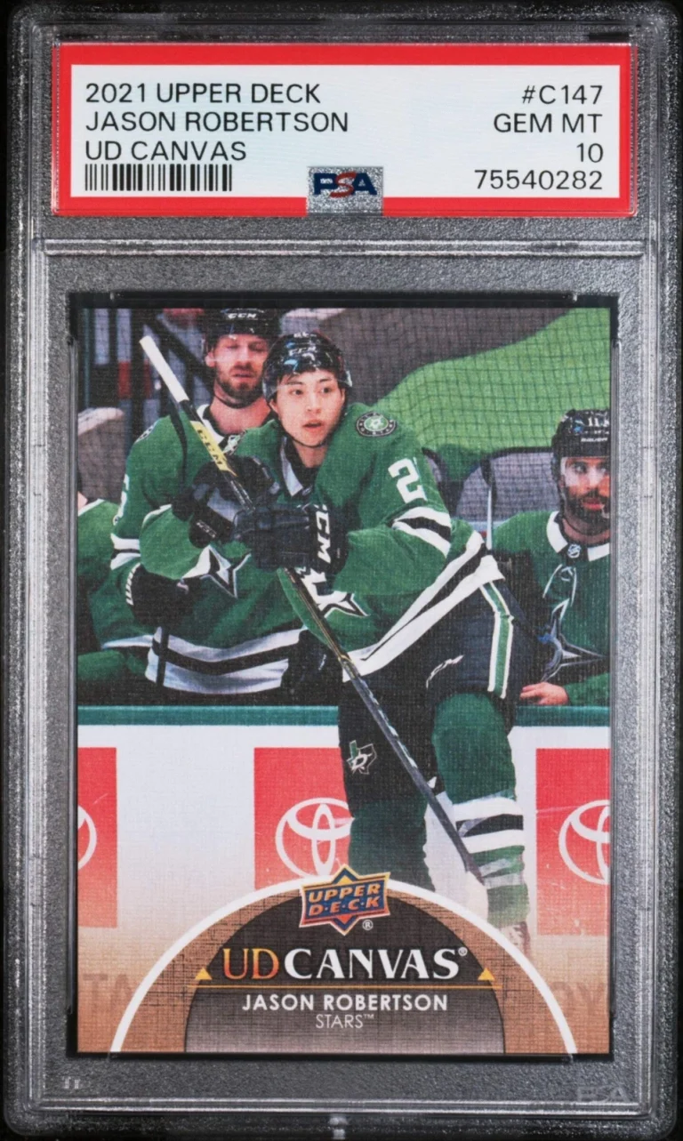 Graded 2021 Upper Deck Jason Robertson #C147 UD Canvas Rookie Hockey Card PSA 10