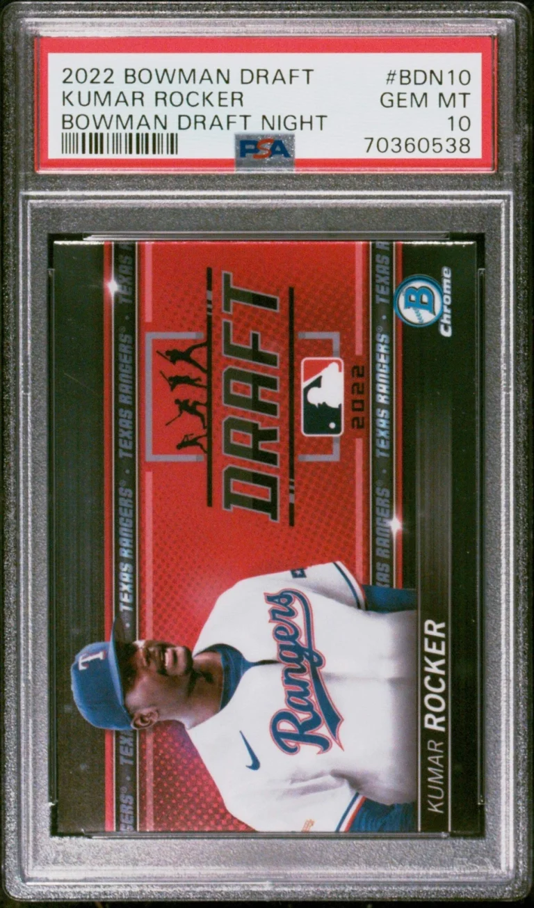 Graded 2022 Bowman Draft Kumar Rocker #BDN10 Draft Night RC Baseball Card PSA 10