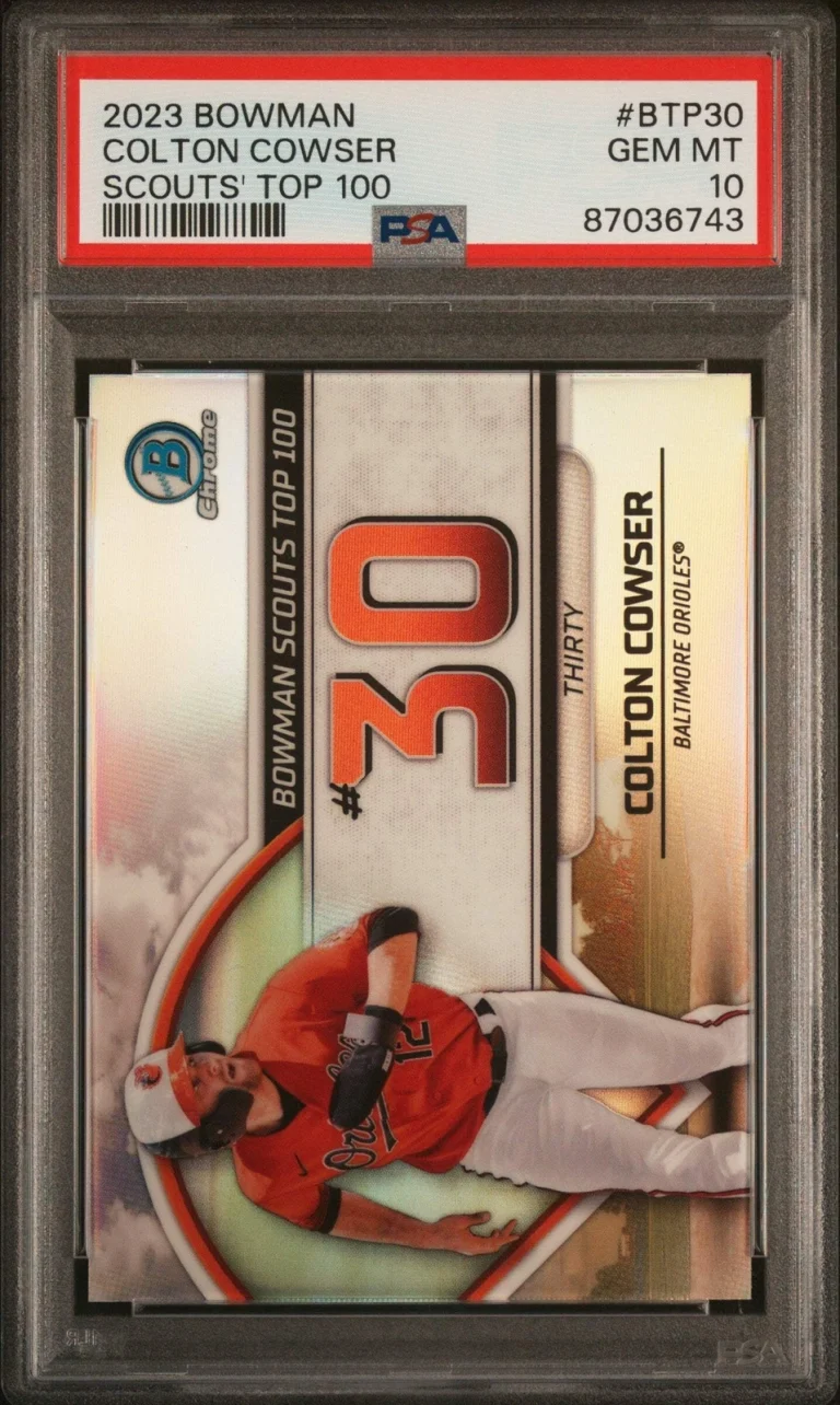 Graded 2023 Bowman Colton Cowser #BTP30 Scouts Top 100 RC Baseball Card PSA 10