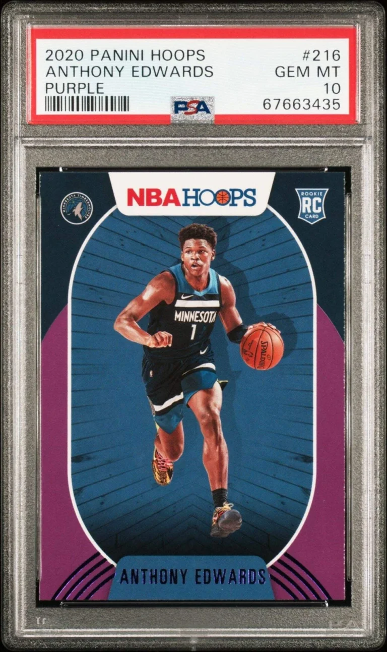 Graded 2020 Panini Hoops Anthony Edwards #216 Purple RC Basketball Card PSA 10