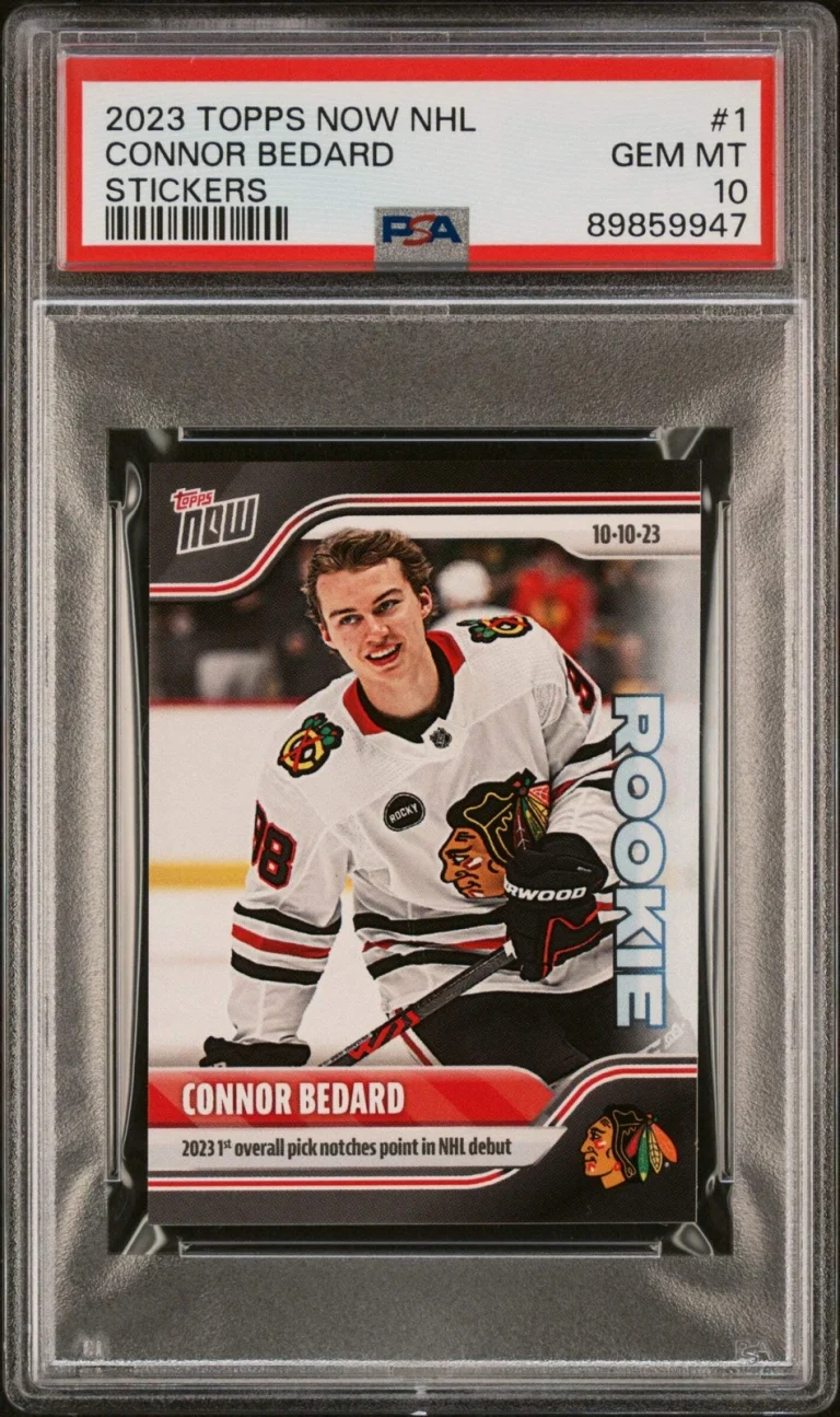 Graded 2023 Topps Now NHL Connor Bedard #1 Stickers Rookie RC Hockey Card PSA 10