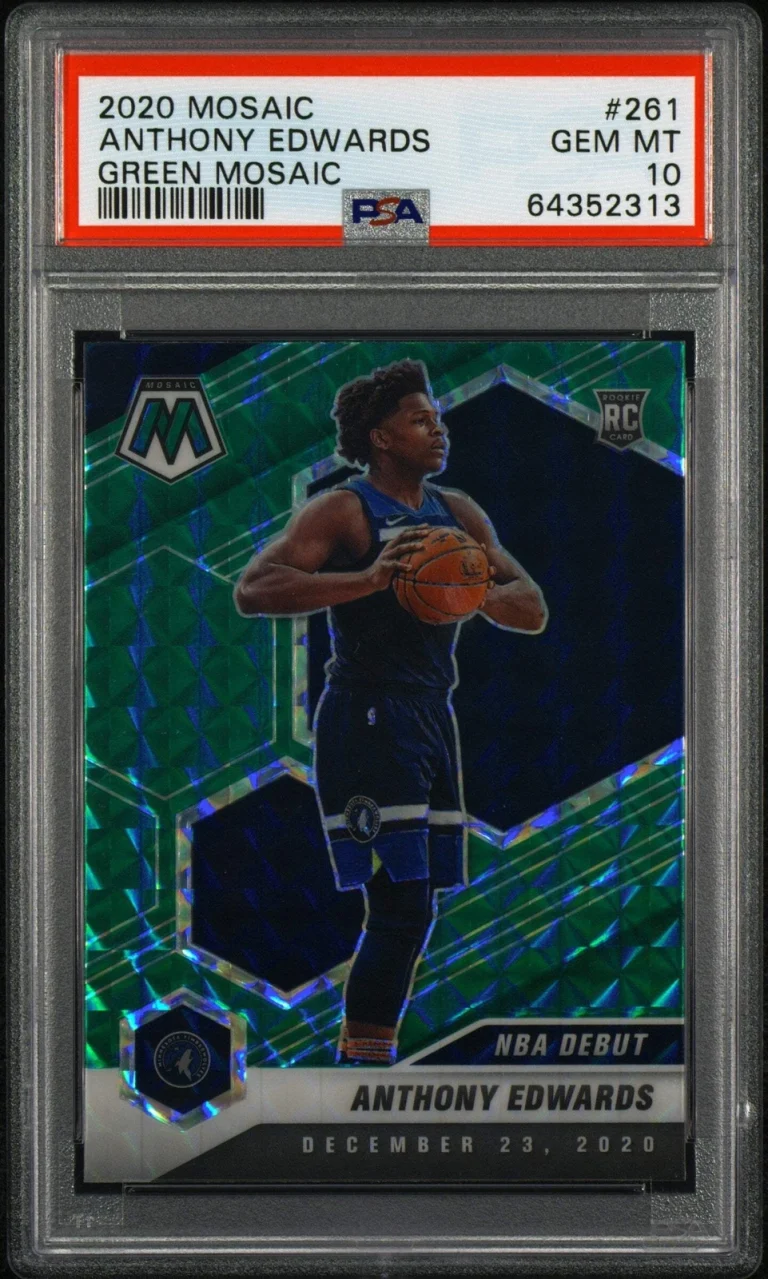 Graded 2020 Mosaic Anthony Edwards #261 Green Mosaic RC Basketball Card PSA 10