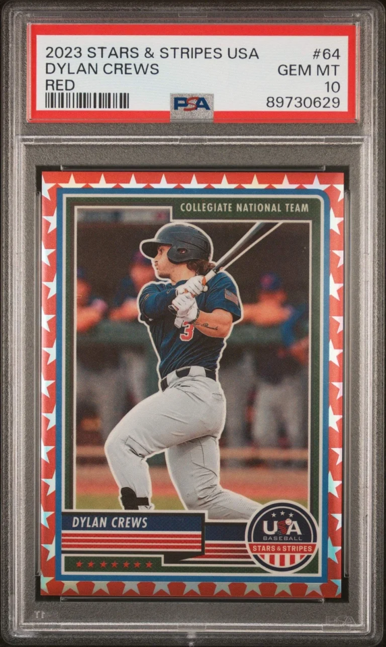 Graded 2023 Stars & Stripes USA Dylan Crews #64 Red #/149 Baseball Card PSA 10