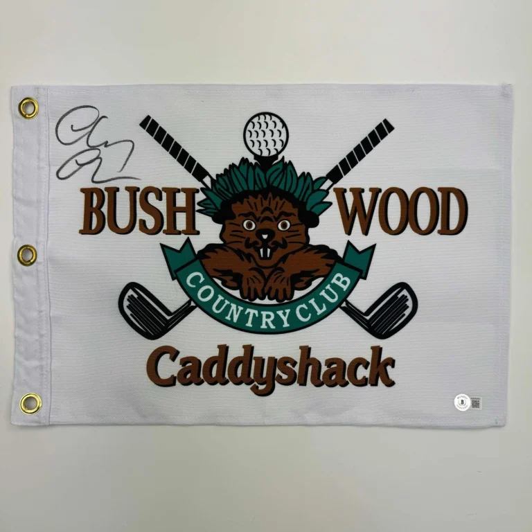 Autographed/Signed Chevy Chase Caddyshack Bushwood Country Club Flag Beckett COA