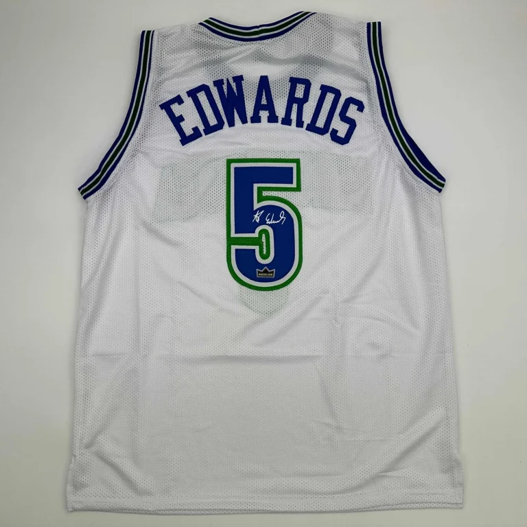 Facsimile Autographed Anthony Edwards Minnesota White Reprint Jersey Men's XL