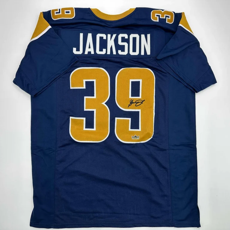 Facsimile Autographed Steven Jackson St. Louis Navy Blue Reprint Jersey Men's XL