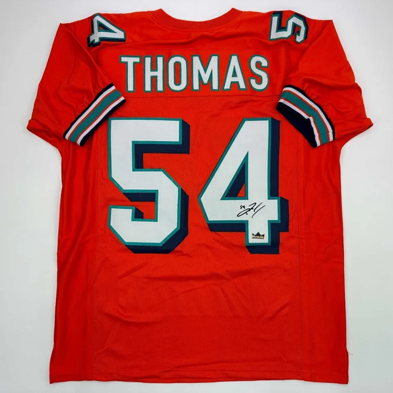 Facsimile Autographed Zach Thomas Miami Orange Reprint Jersey Size Men's XL