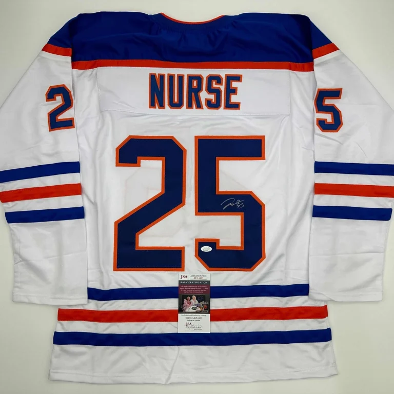 Autographed/Signed Darnell Nurse Edmonton White Hockey Jersey JSA COA