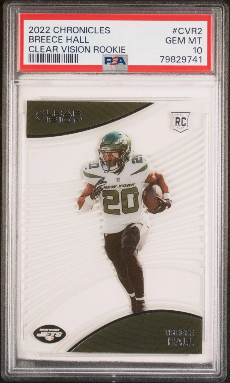 Graded 2022 Chronicles Breece Hall #CVR2 Clear Vision RC Football Card PSA 10