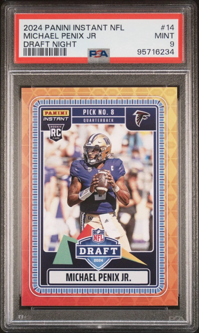 Graded 2024 Panini Instant Michael Penix Jr #14 Draft RC Football Card PSA 9