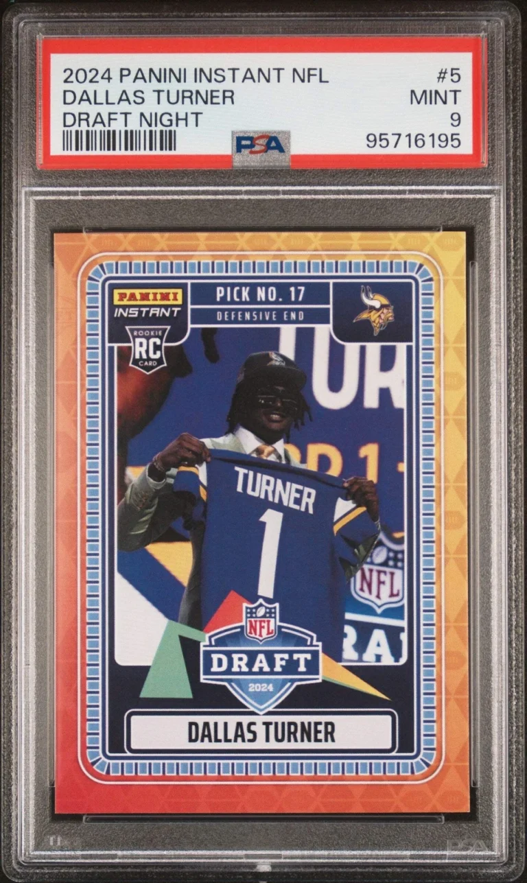 Graded 202 Panini Instant Dallas Turner #5 Draft Night RC Football Card PSA 9