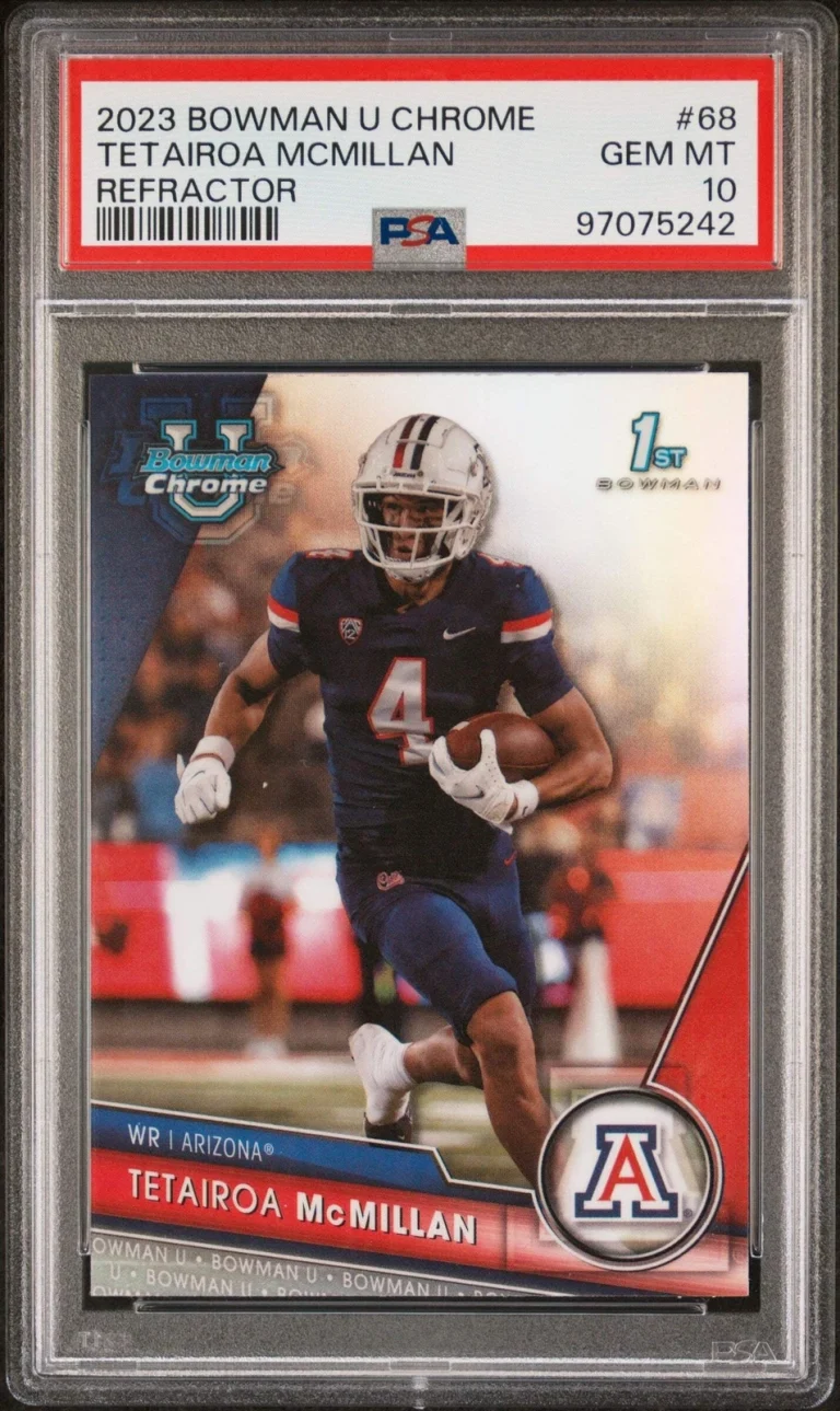 Graded 2023 Bowman U Chrome Tetairoa McMillan #68 REF RC Football Card PSA 10